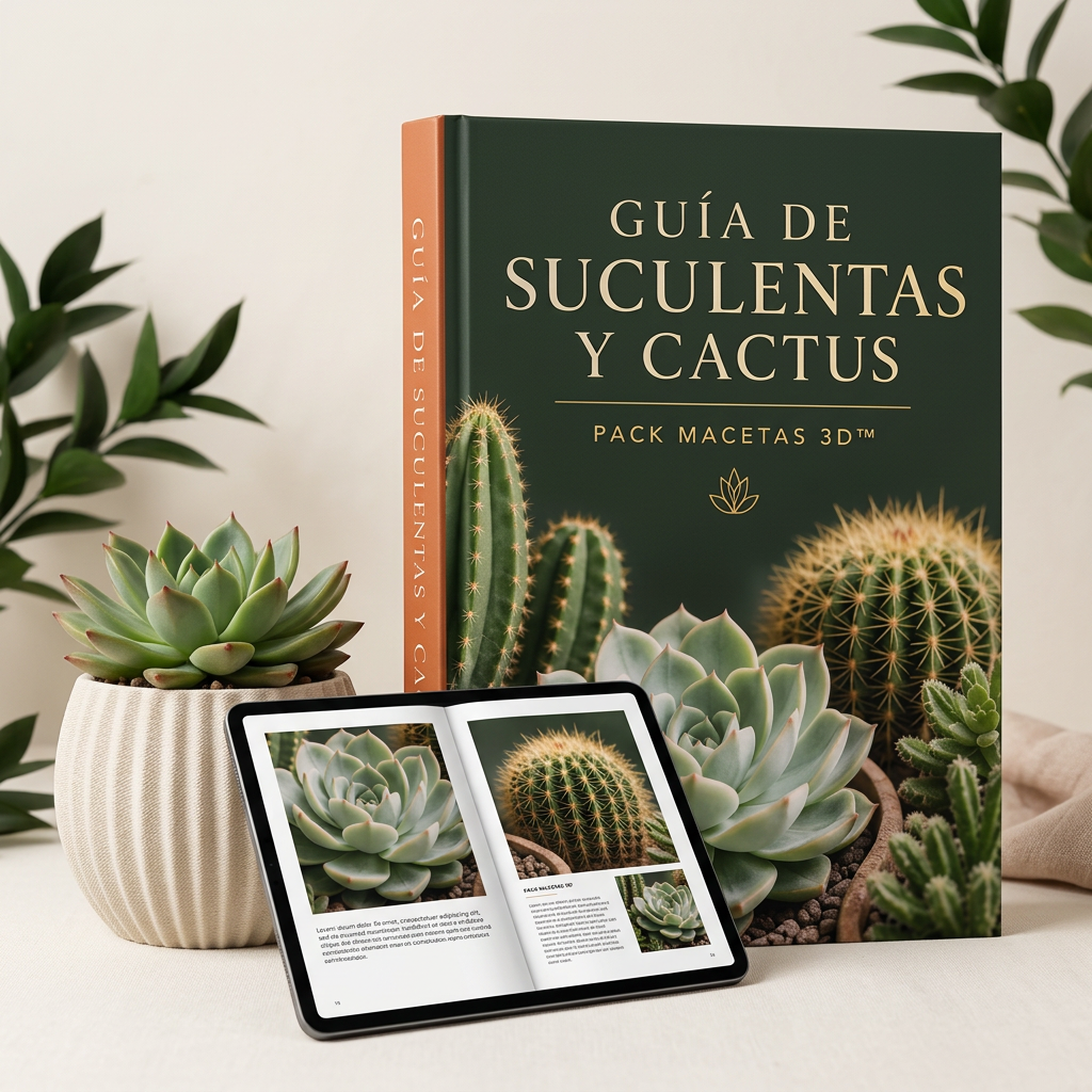 Mockup ilustrativo del recurso digital: Guía de suculentas y cactus