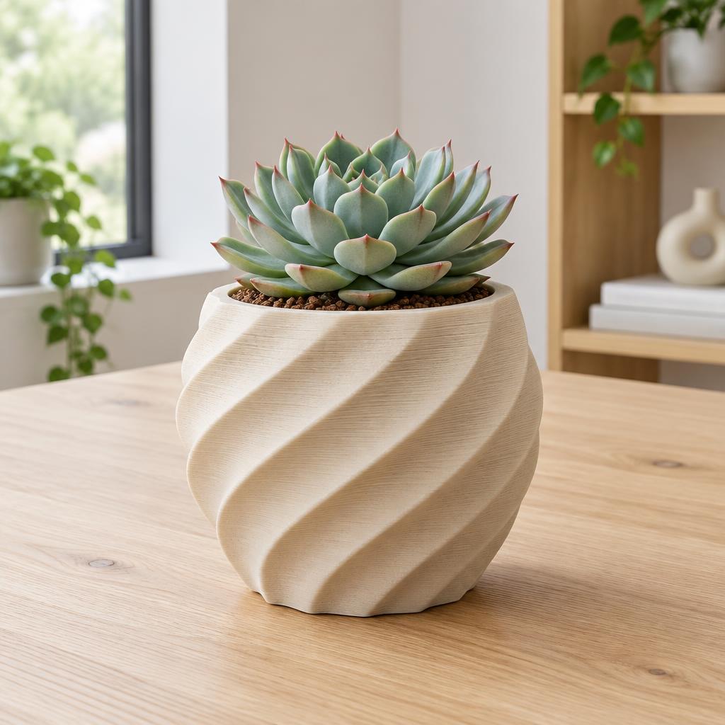 Maceta Wave 3D + Suculenta